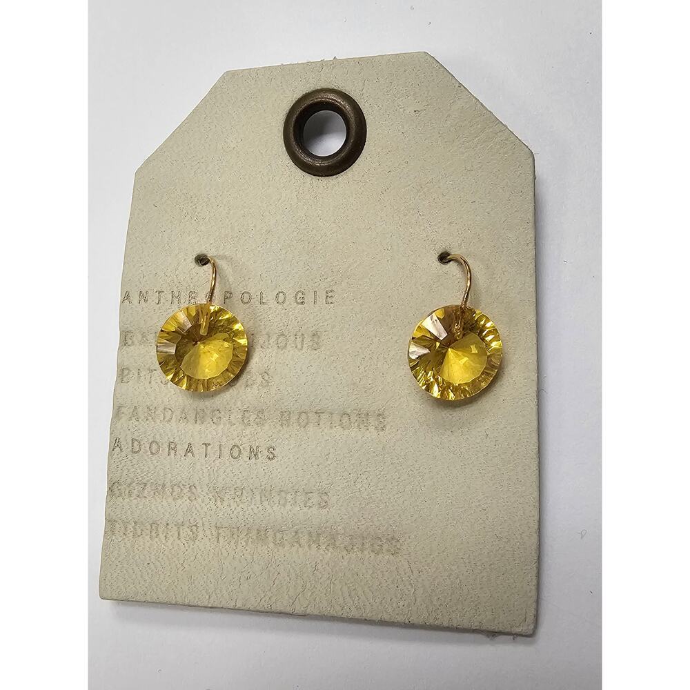 Anthropologie Faceted Yellow Crystal Drop Earrings - Picture 1 of 3